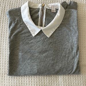 Gray long sleeve shirt with white collar